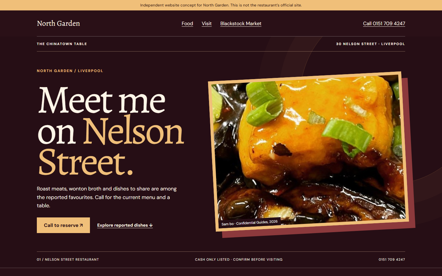 First screen of North Garden website direction A