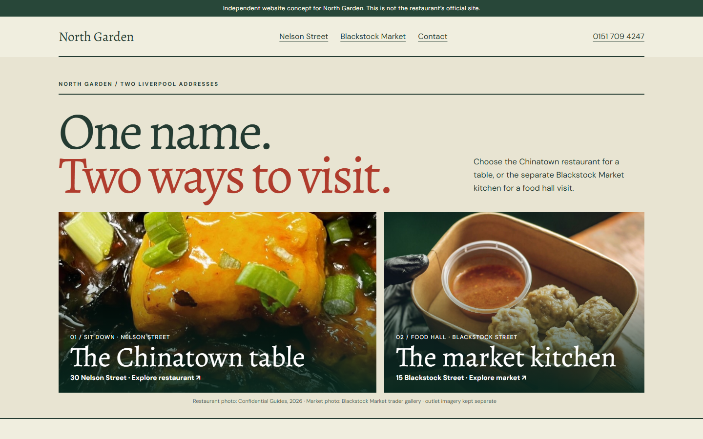 First screen of North Garden website direction B